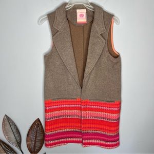 Vilagallo Brown and Pink Striped Vest